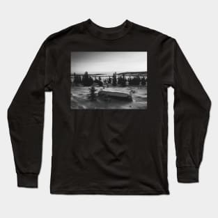 Black and White Shot of Foggy Fir Tree Backcountry in Norway Long Sleeve T-Shirt